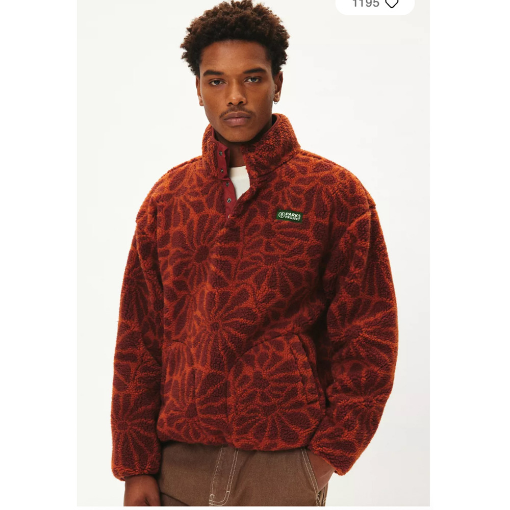 NWT Urban Outfitters Red Patterned Fleece Jacket unisex